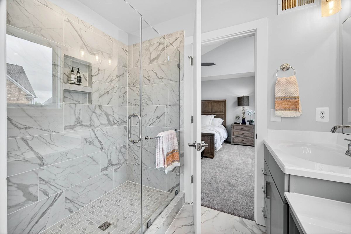 Bathroom photography  -  marble walk-in shower